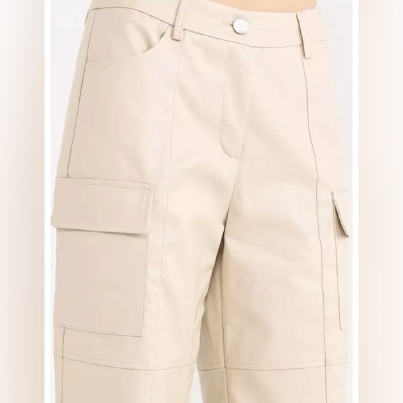 Peppermayo Ivory Walk On The Wild Side PU Cargo Pants. Straight wide legs. New. - Picture 3 of 11